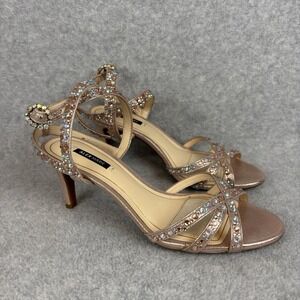 Alex Marie Women's Rose Gold Rhinestone Ankle Strap Heels Kandis Size 7M